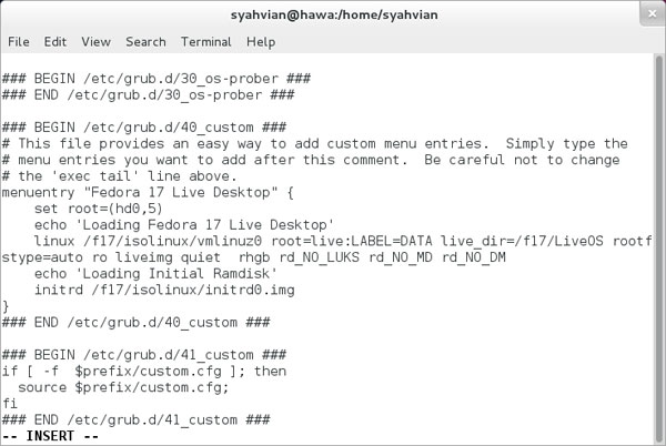Edit GRUB di Fedora 17 Edit GRUB di Fedora 17